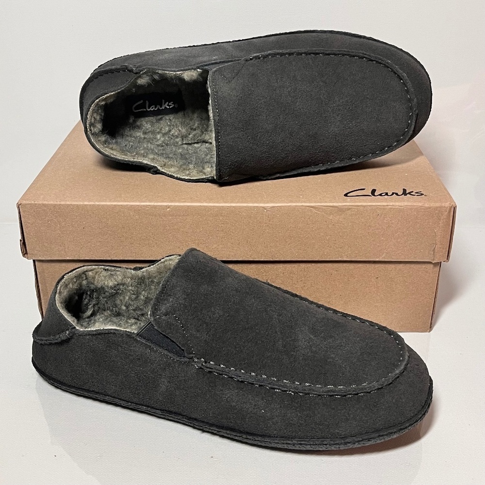Clarks Men's Suede Faux Fur Convertible Slippers